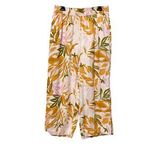 C&C California LinenTropical Floral Wide Leg Pants L